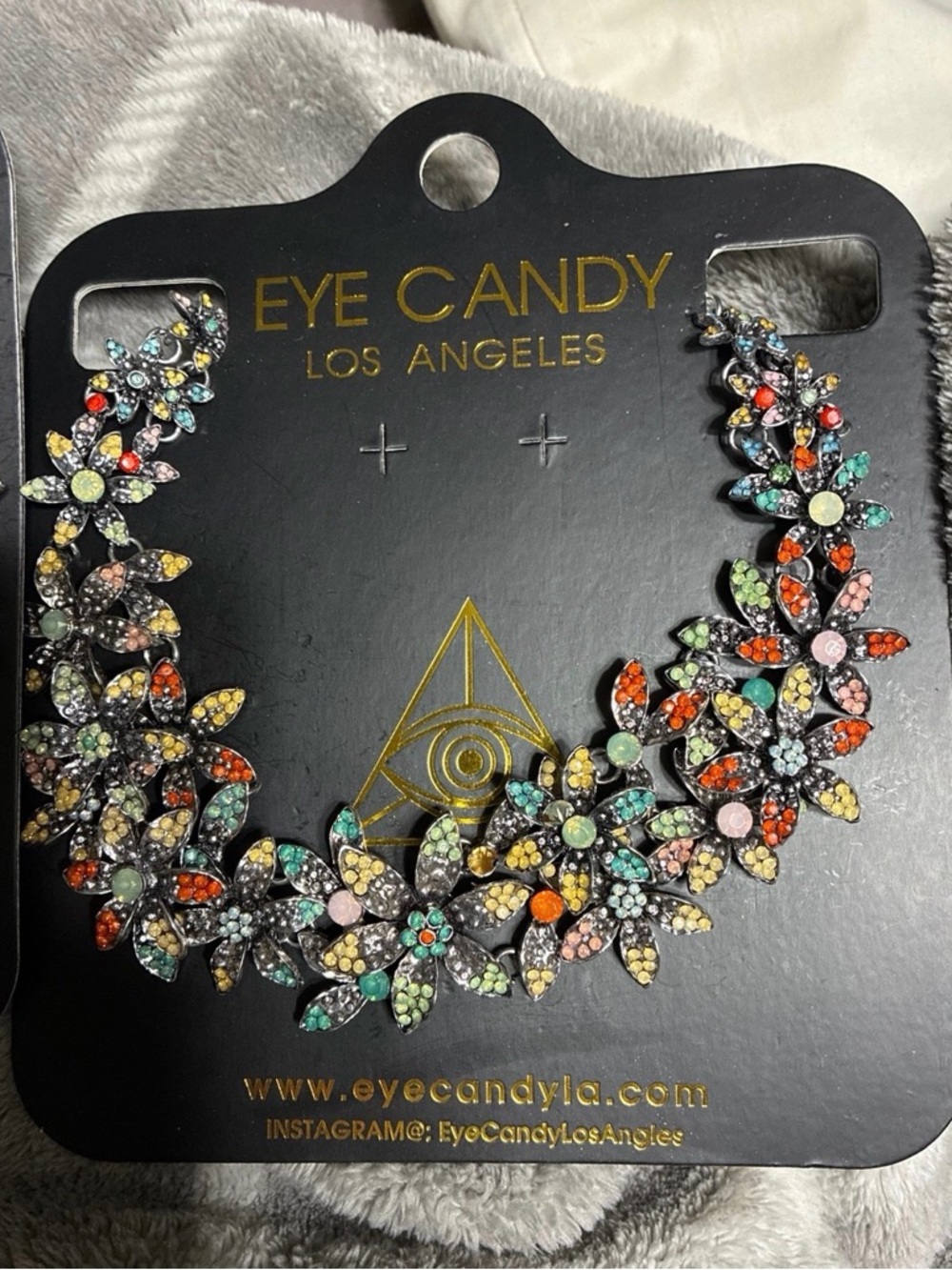 eye candy Multicolor Floral Crystal Statement Necklace